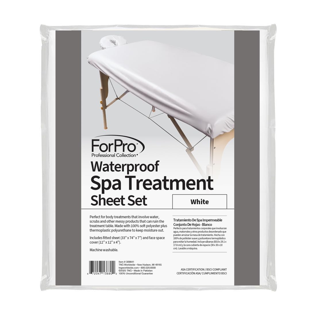 ForPro Protective Spa Sheet Set with secure fit for standard tables.