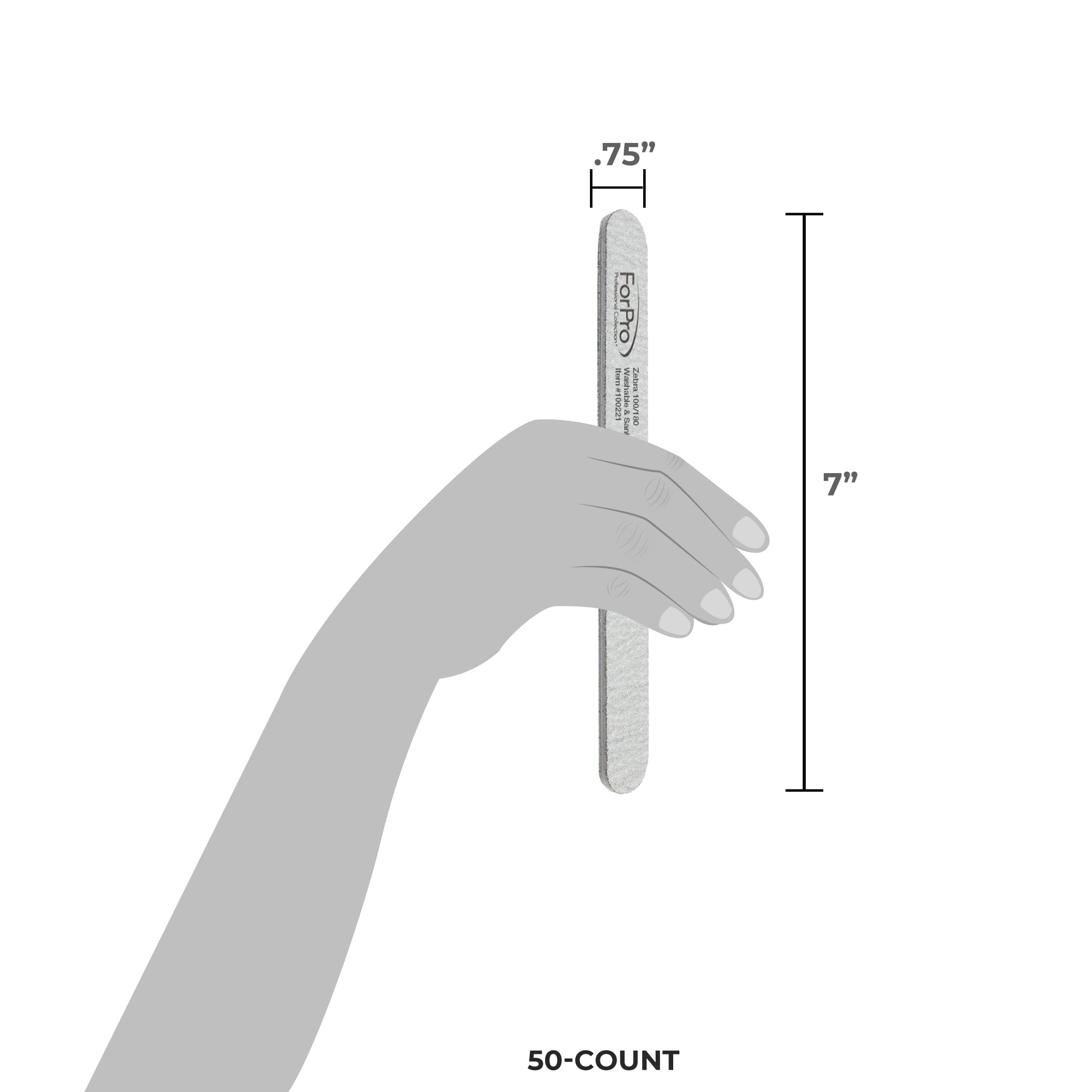 ForPro Zebra sanitizable nail file highlights easy cleaning
