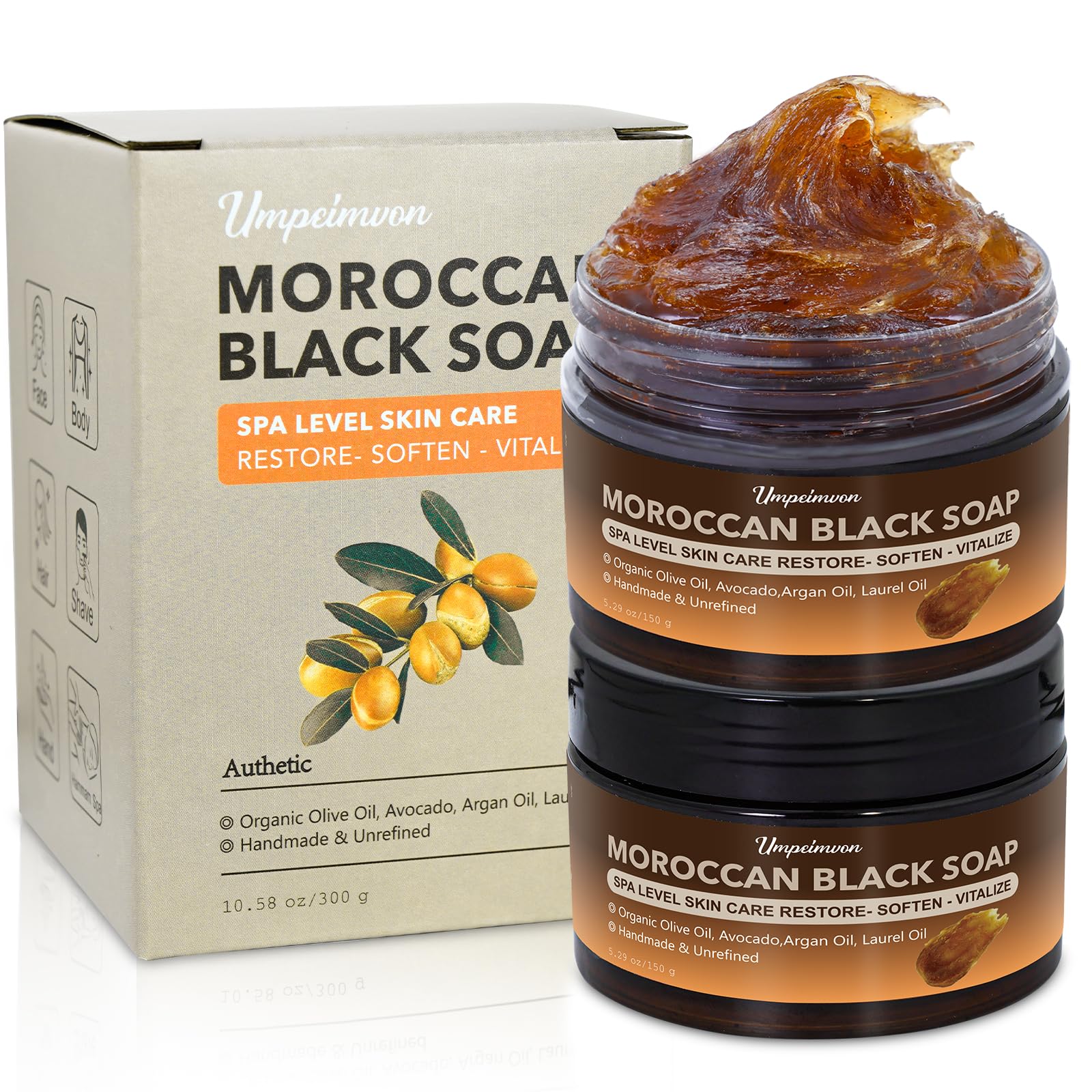 Forvirness Moroccan Black Soap Hammam foam cleanses deeply while nourishing skin.