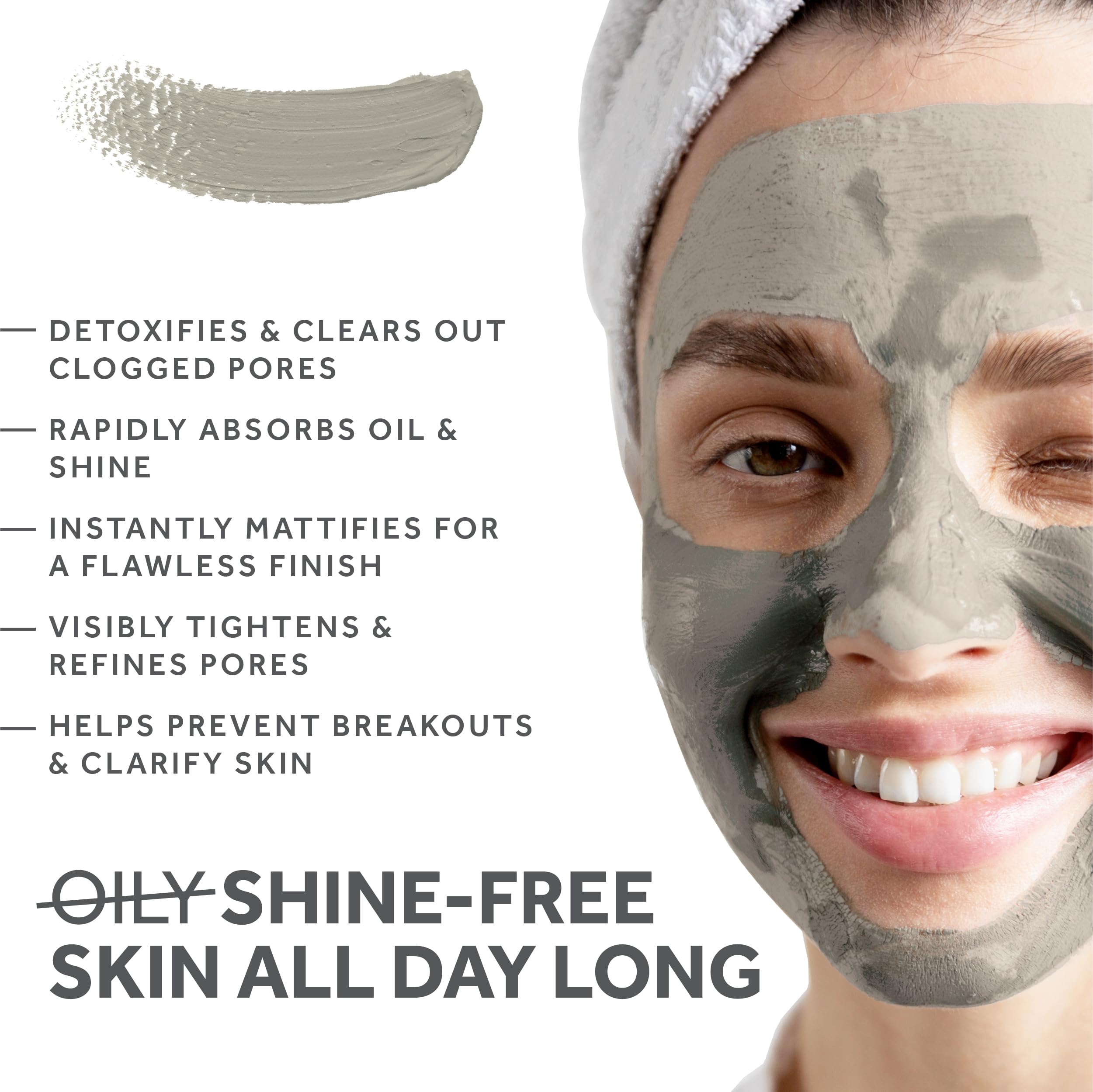 FOSSIL POWER Bentonite clay facial mask application for oil-control detox