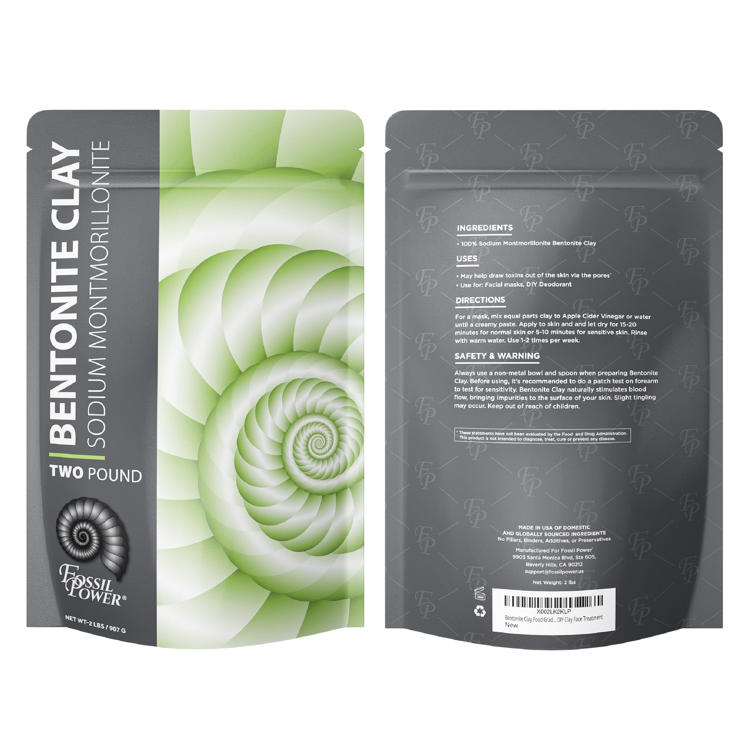 FOSSIL POWER Bentonite clay powder for heavy-metal detox ritual