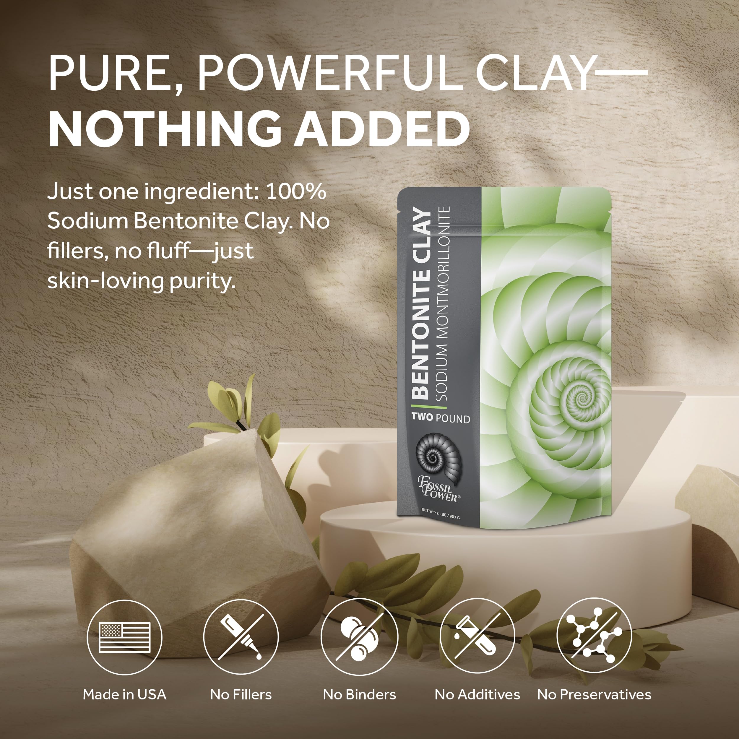 FOSSIL POWER Bentonite clay detox for pores promoting clean, refreshed skin