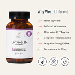 Foundation Skincare UnTangled Hair Vitamins capsules closeup for convenient daily use
