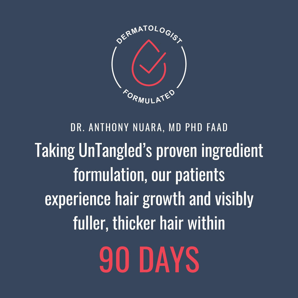 Foundation Skincare UnTangled Hair Vitamins hair-closeup showing potential thickness