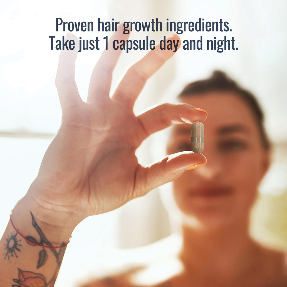 Foundation Skincare UnTangled Hair Vitamins ingredients closeup emphasizing collagen support for hair elasticity