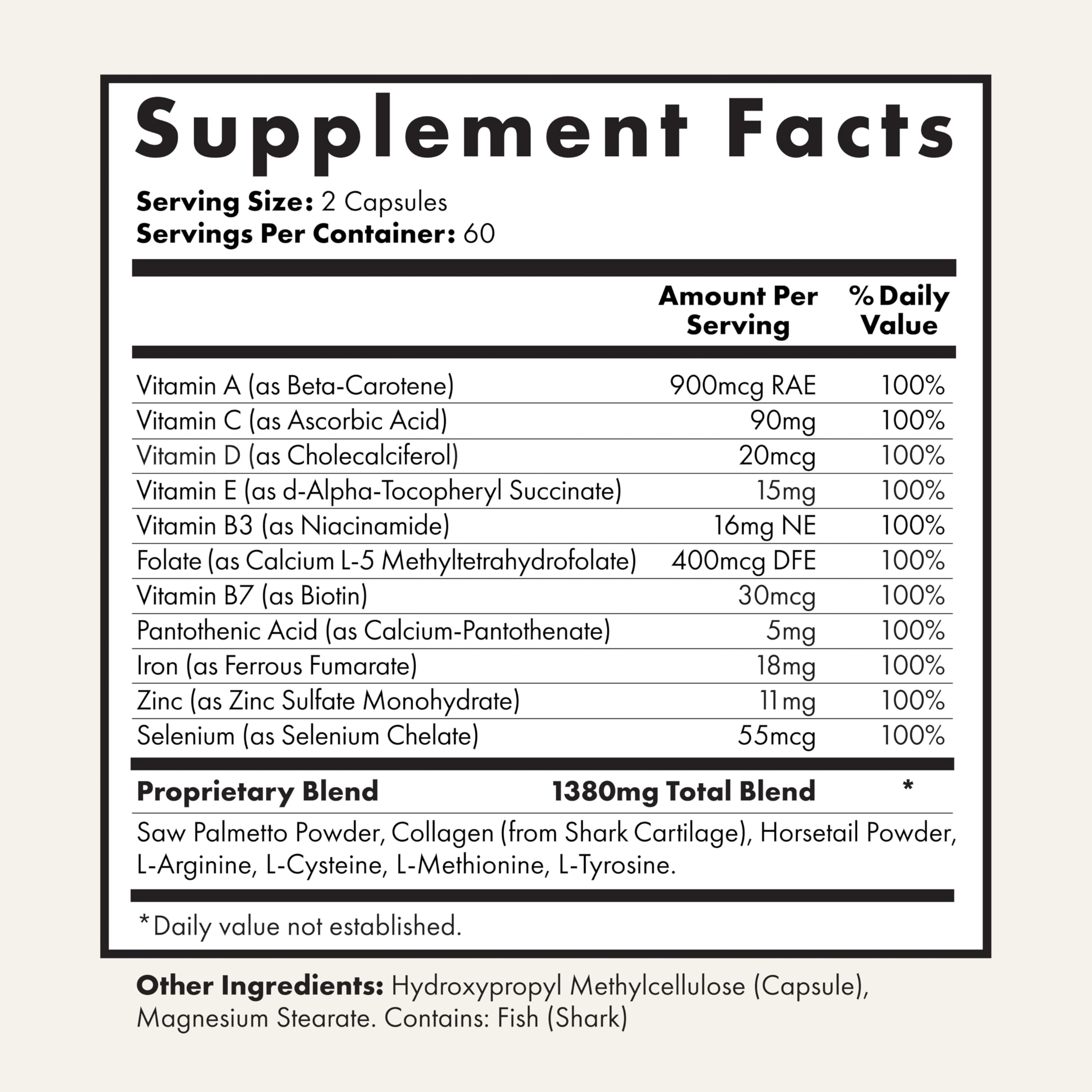Foundation Skincare UnTangled Hair Vitamins label detail highlights key ingredients for hair growth support