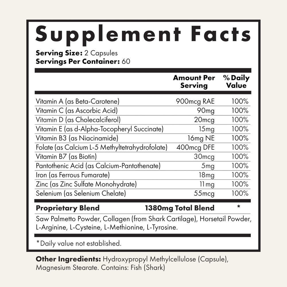Foundation Skincare UnTangled Hair Vitamins label detail highlights key ingredients for hair growth support