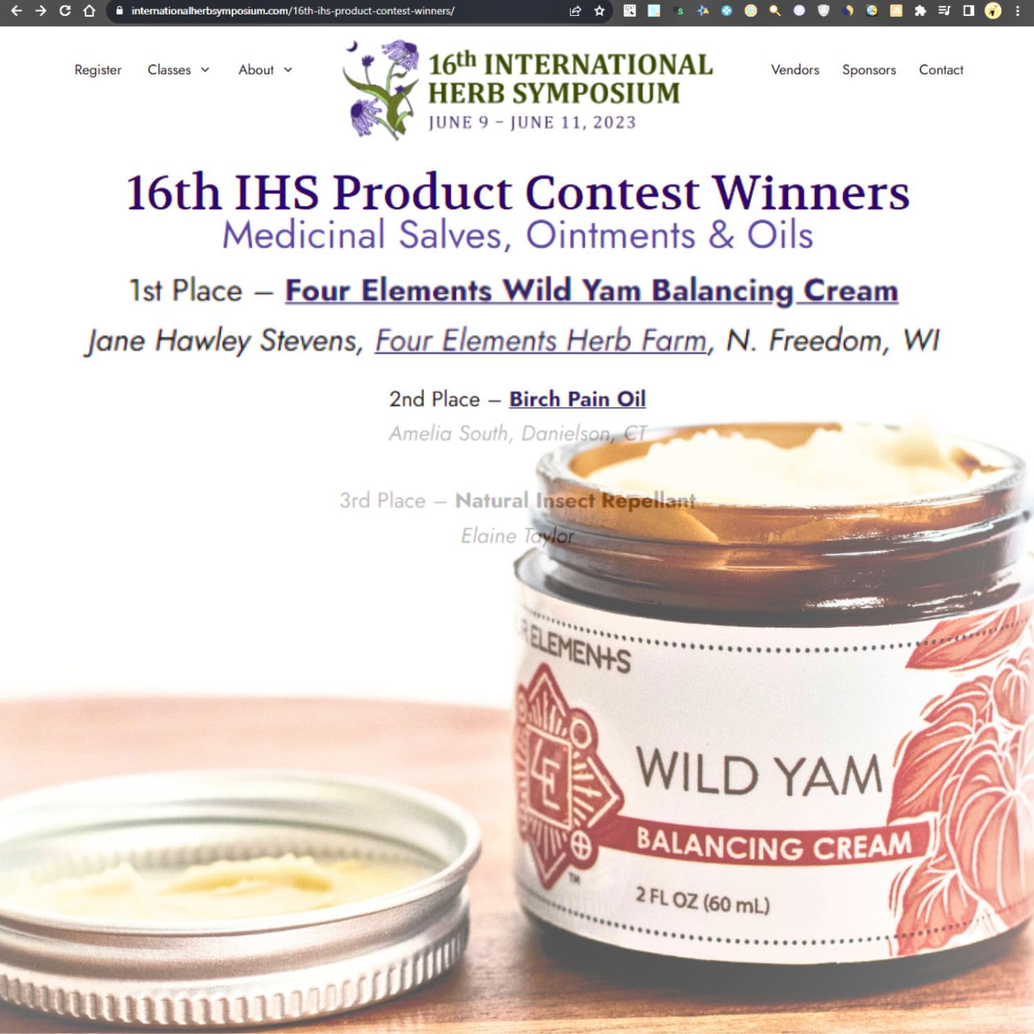 Four Elements 4E Wild Yam packaging reflects small-batch USA craftsmanship.