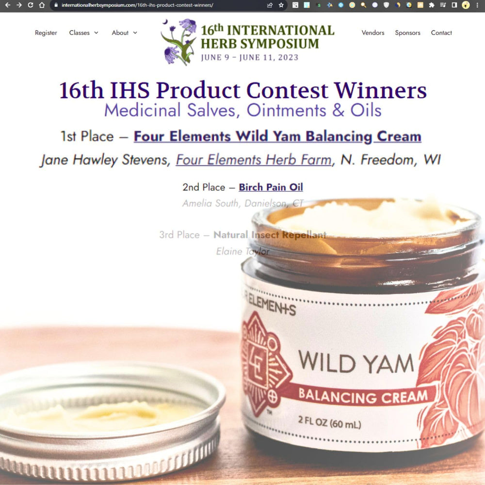Four Elements 4E Wild Yam packaging reflects small-batch USA craftsmanship.