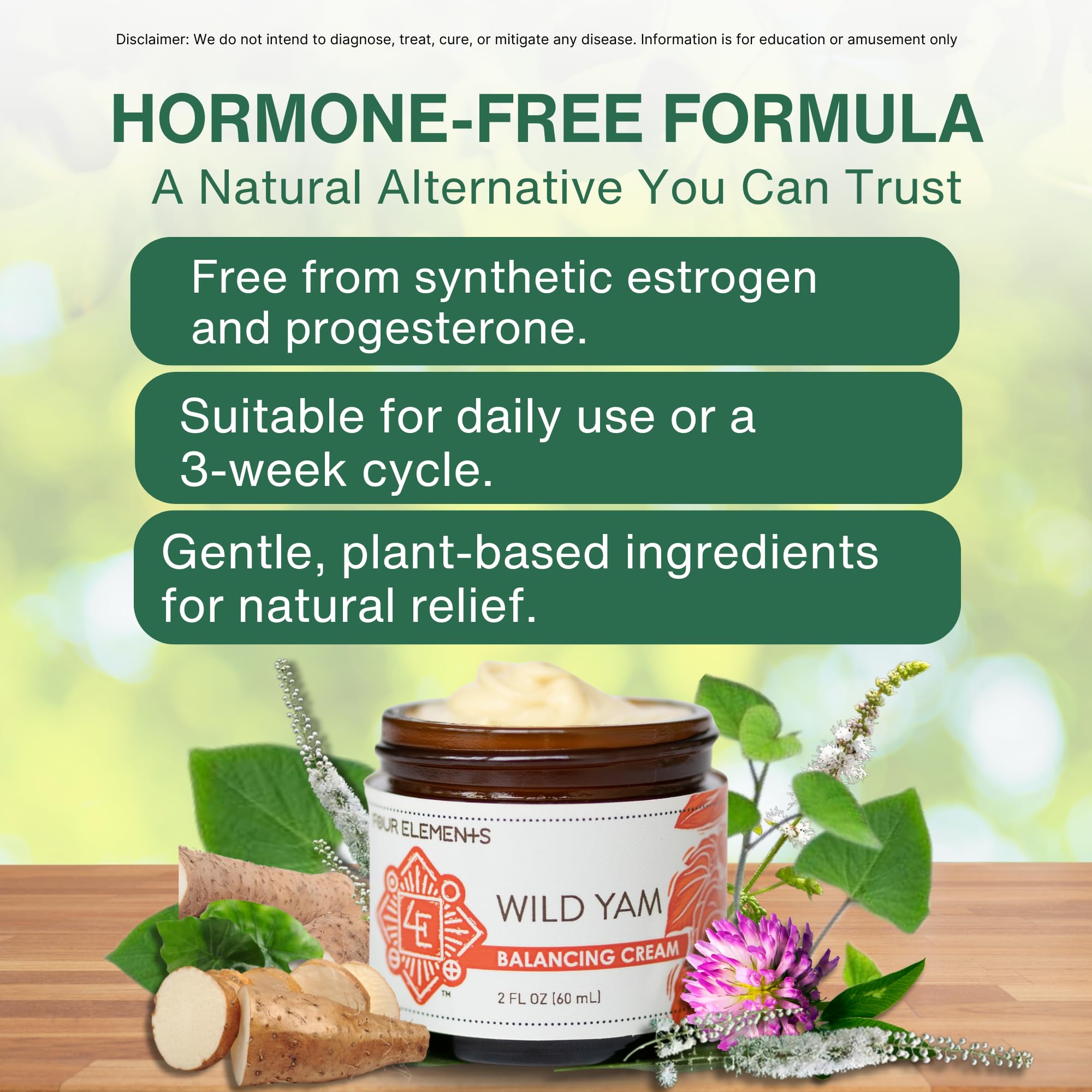 Four Elements 4E Wild Yam with shea butter delivers smoothing skin care benefits.