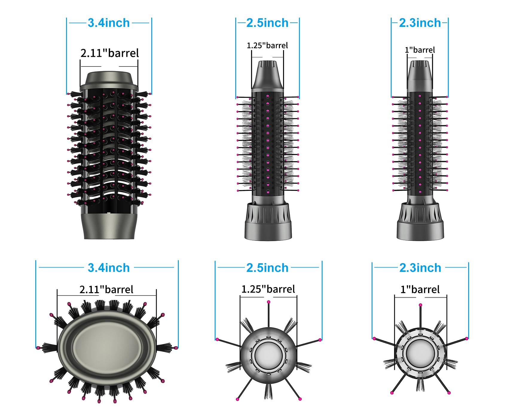 4 IN LOVE hair blow-dryer brush medium 2.5 inch adds lift for mid-length.