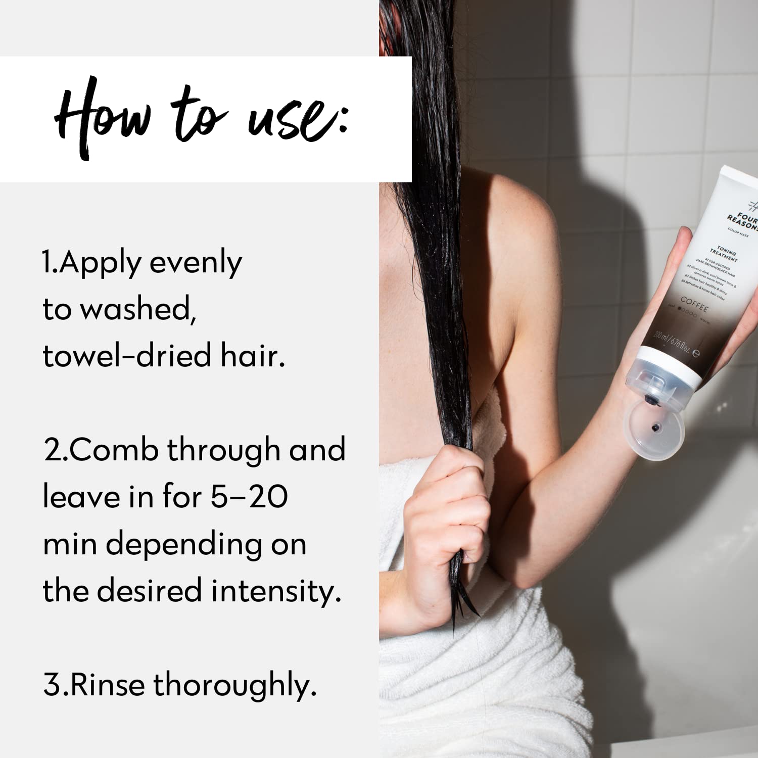 Four Reasons Color Mask Coffee neutralizes brass tones on brown hair