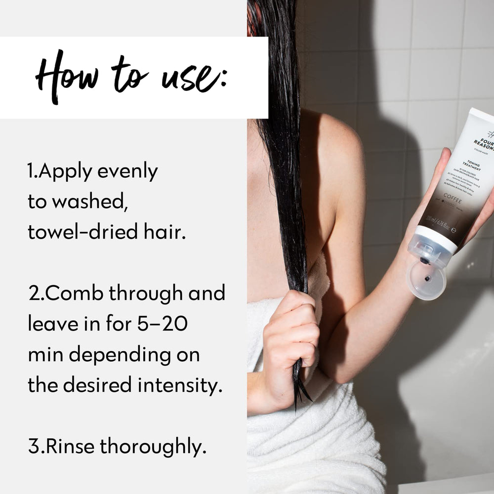Four Reasons Color Mask Coffee neutralizes brass tones on brown hair