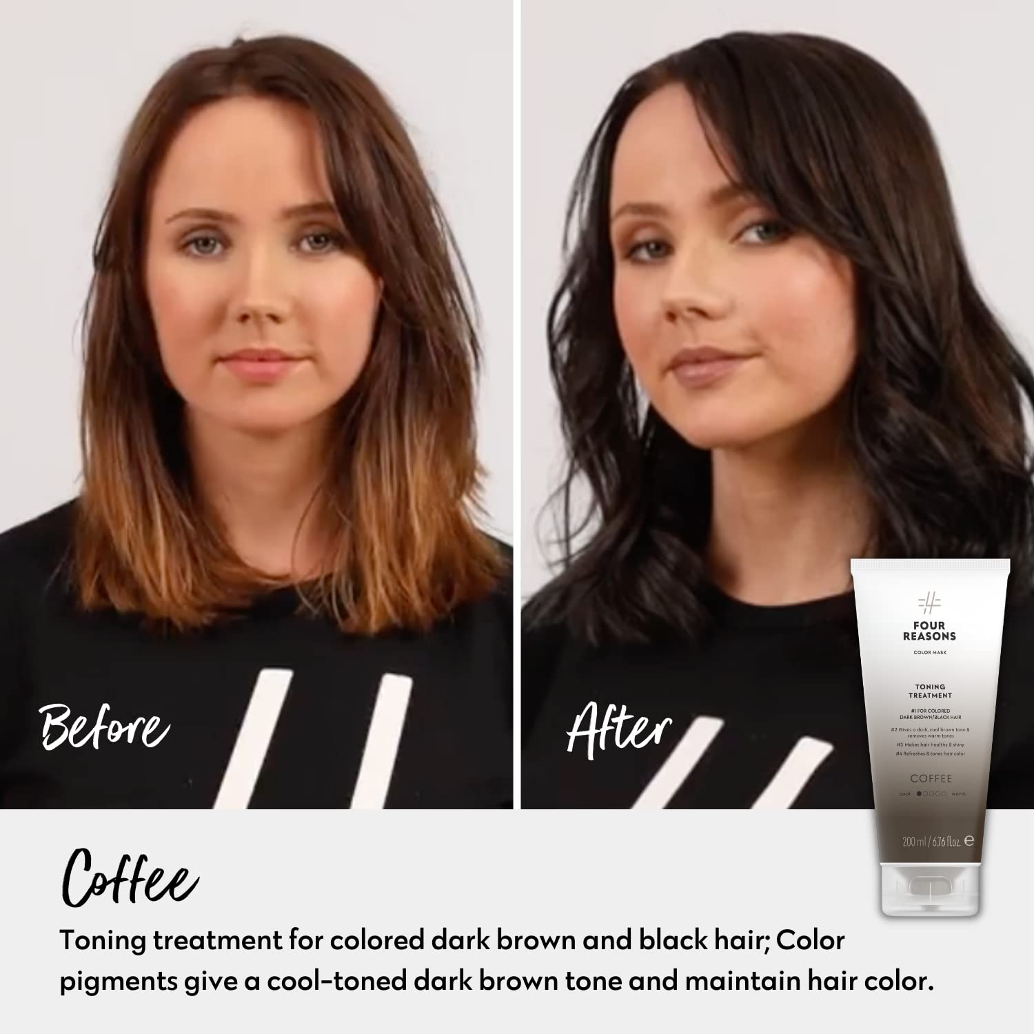 Four Reasons Color Mask Coffee tube packaging highlights vegan formula
