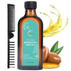 Fovcos Moroccan Argan Treatment Oil bottle close-up showcasing premium hydration.