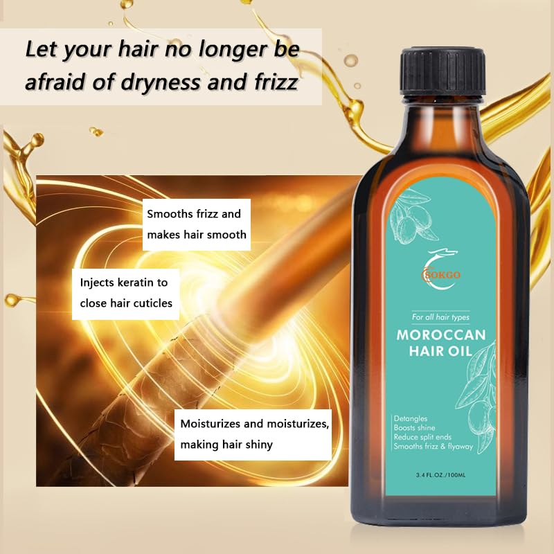 Fovcos Argan oil applied to hair for frizz control and shine.