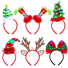 Fovths LED reindeer headband with antlers glows for festive party styling and photos.