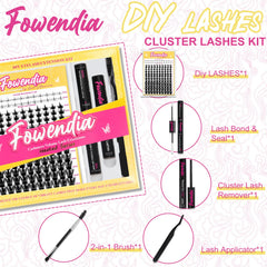 Fowendia DIY lash extension steps show simple cluster application.