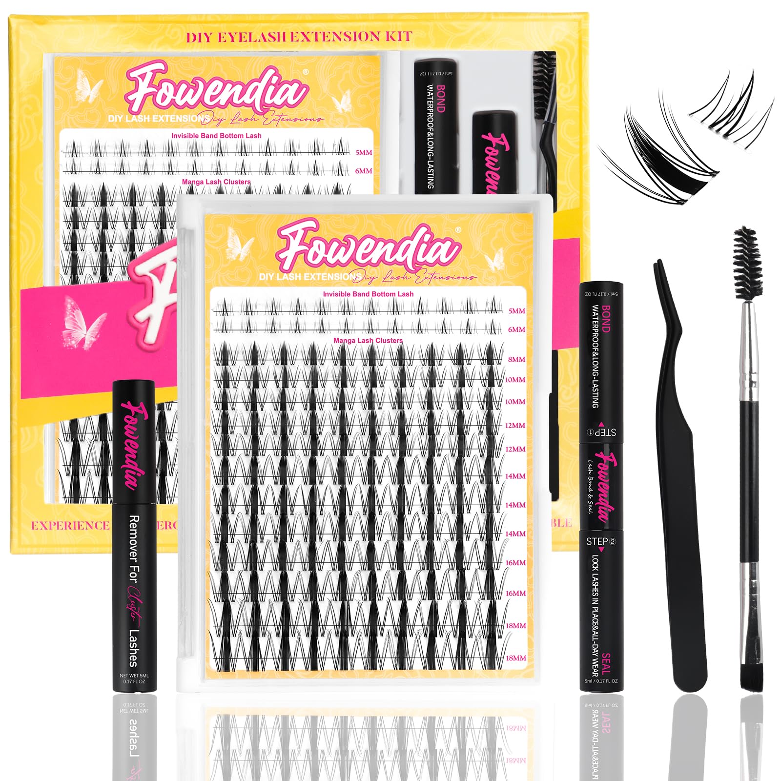 Fowendia Lash Clusters Kit Wanna Be closeup highlights lightweight fibers for natural day wear.