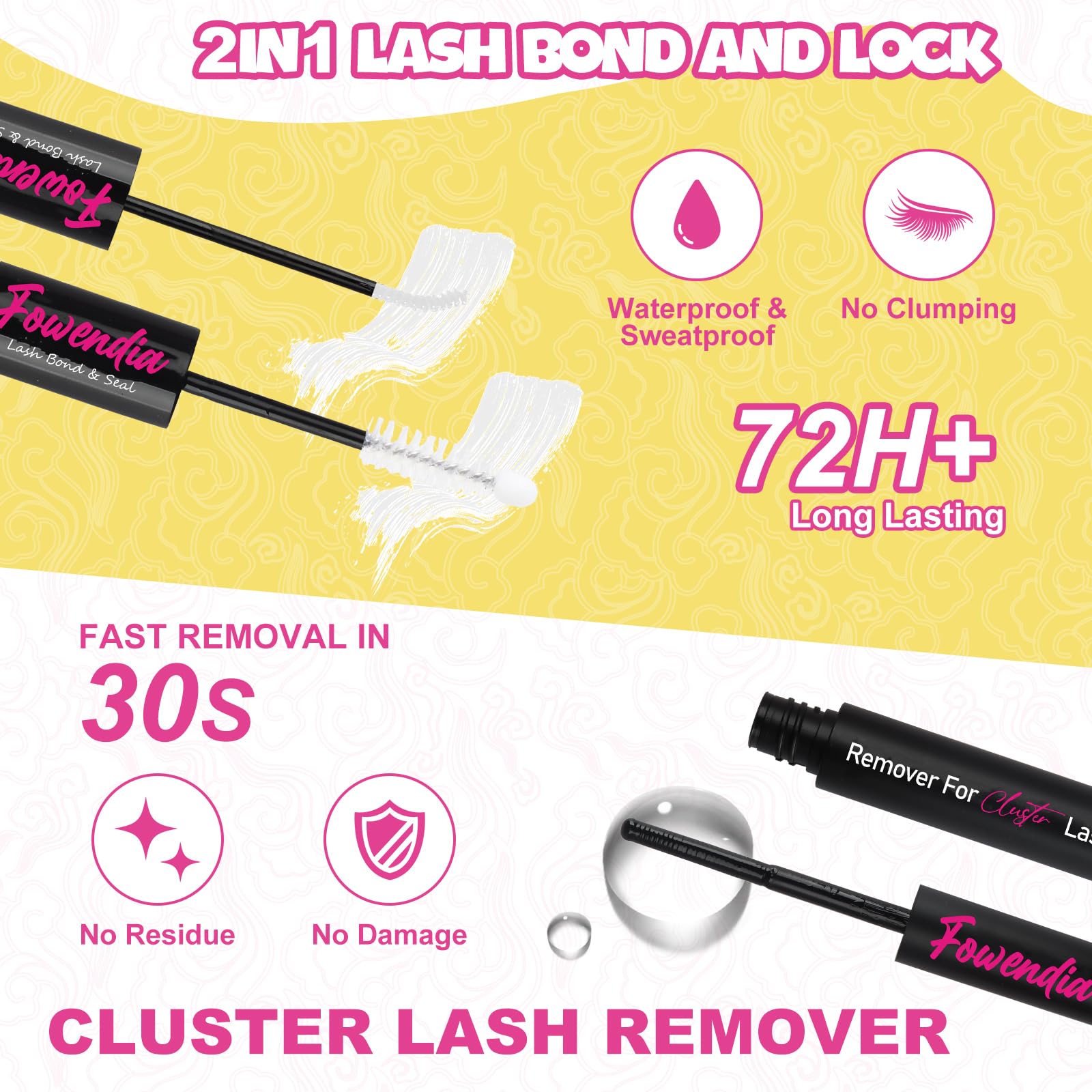 Fowendia Lash Clusters Kit Wanna Be band-detail highlights ultra-thin 0.3mm band comfort.