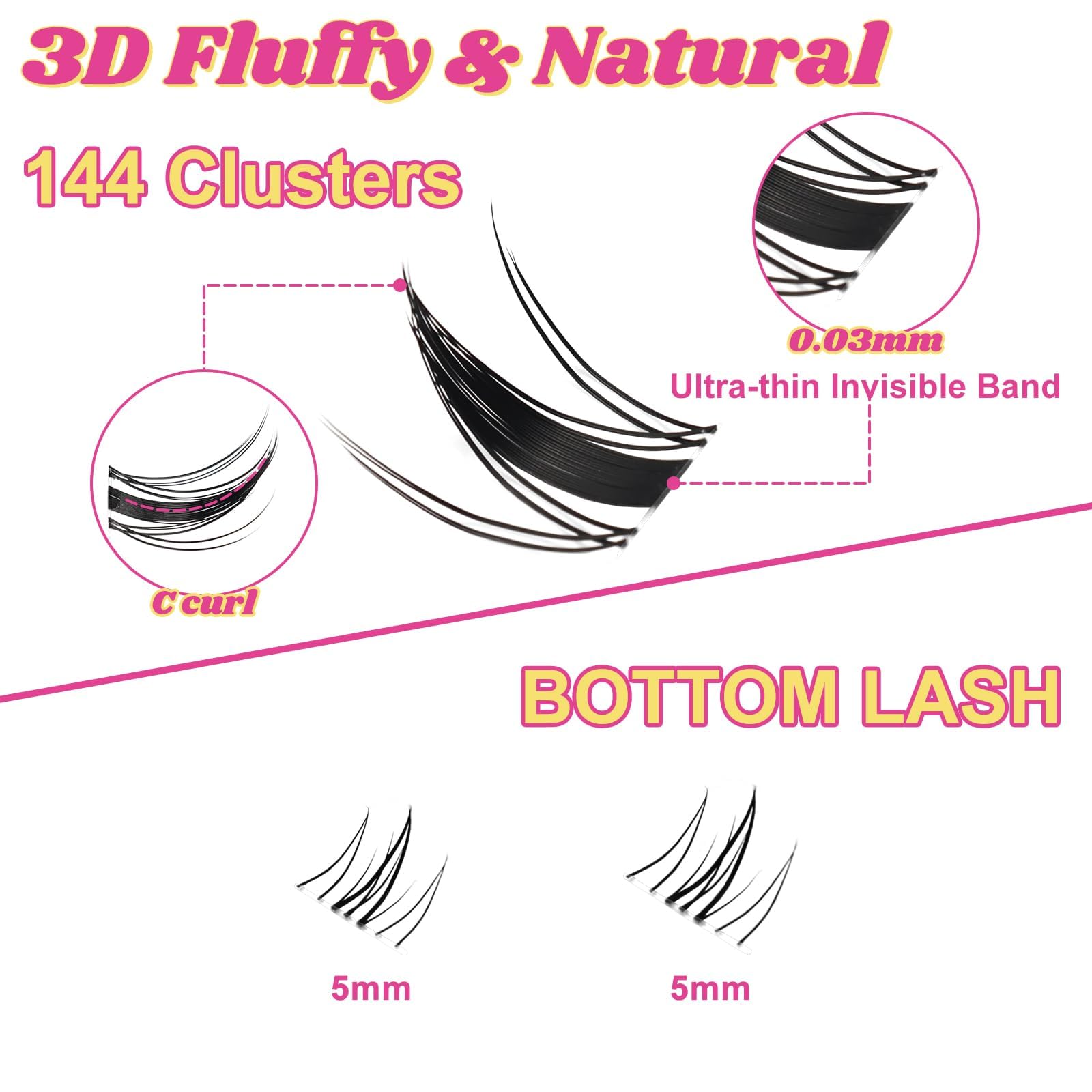 Fowendia Lash Clusters Kit Wanna Be tutorial-step1 illustrates bond application on natural lashes.