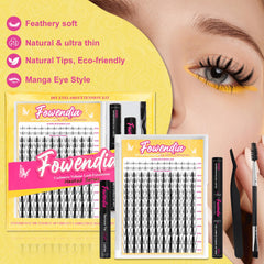Fowendia Lash Clusters Kit Wanna Be waterproof-sealer demonstrates enhanced wear.