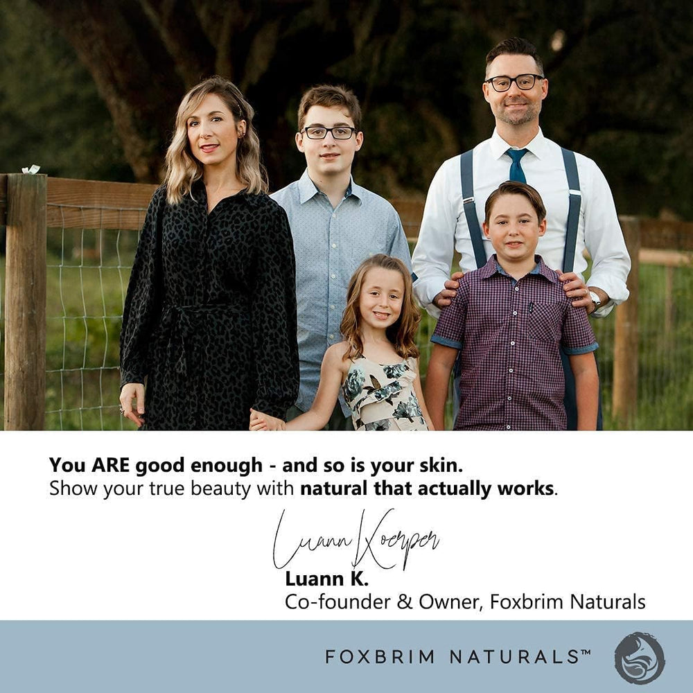 Foxbrim Naturals pump dispenser shows easy, soothing cleansing suitable for sensitive or dry skin