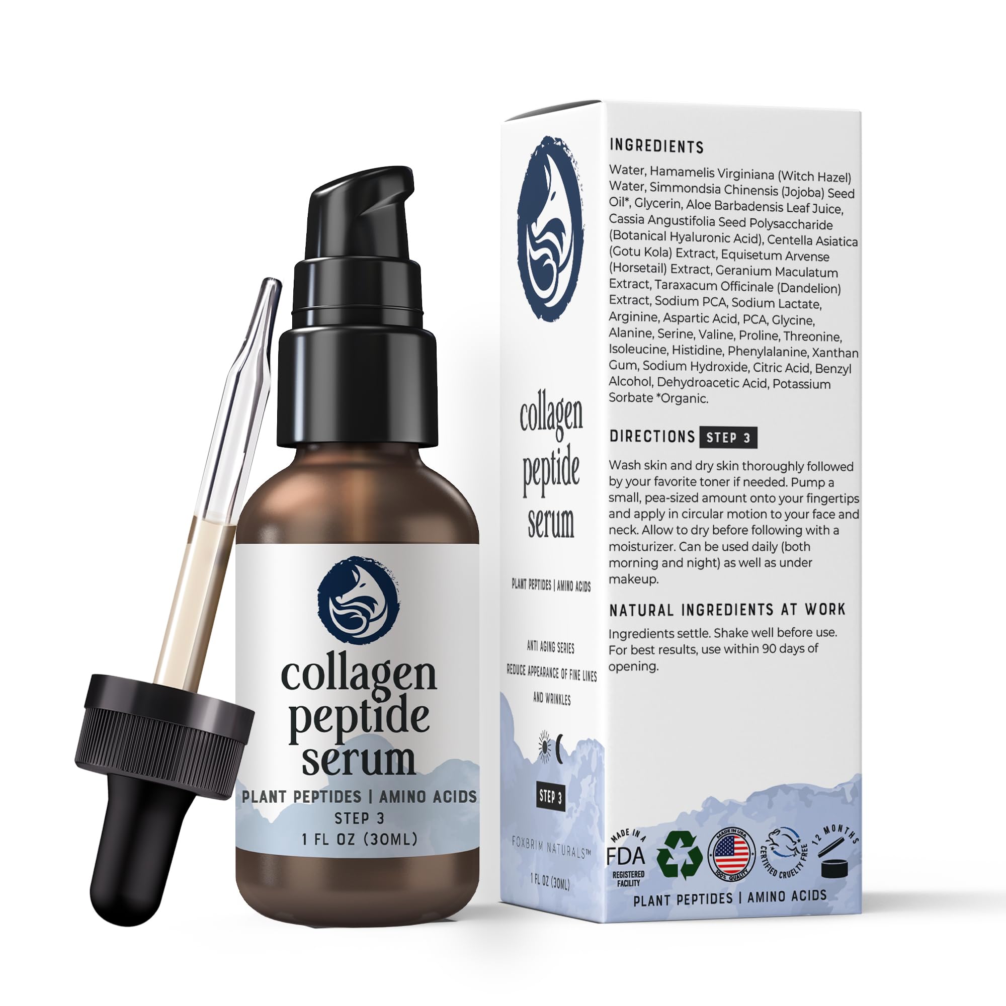 Foxbrim Naturals serum pairs with Bright Boost Moisturizer for a radiant finish.