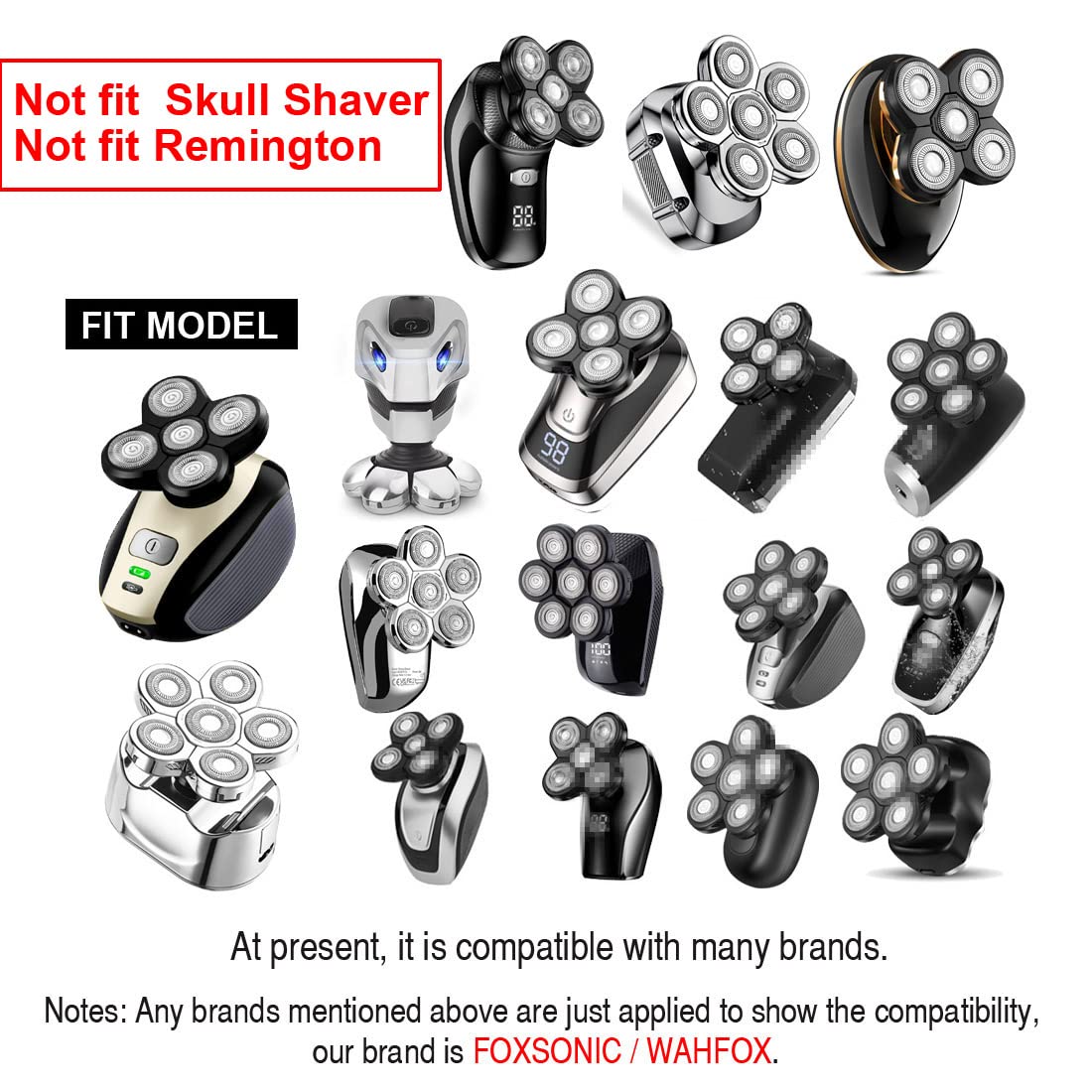 FOXSONIC 7-heads self-sharpening technology reduces tugging during daily shaves