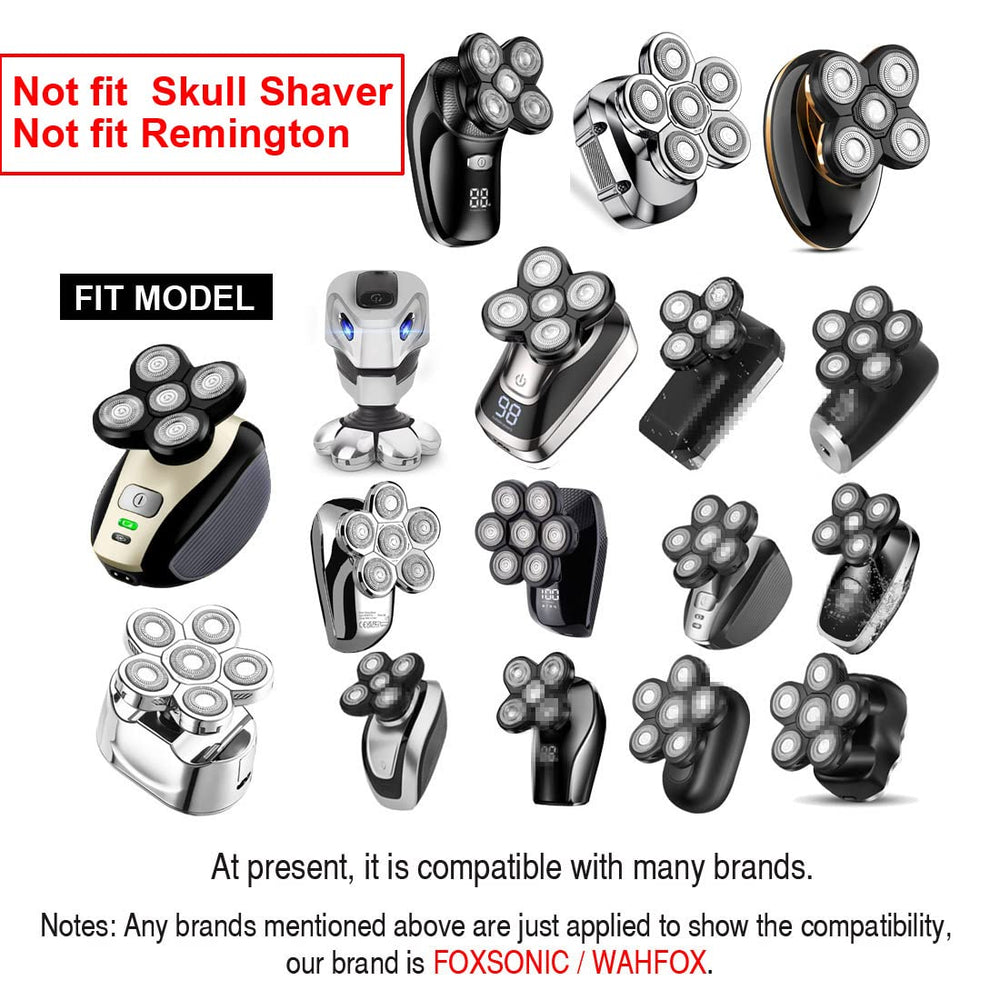 FOXSONIC 7-heads self-sharpening technology reduces tugging during daily shaves