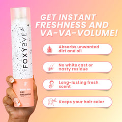 FoxyBae apply dry shampoo spray action shows fast control of oil and lift