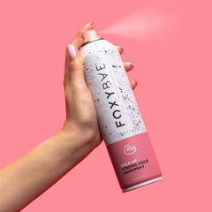 FoxyBae Hair Spray bottle back highlights flexible finish.