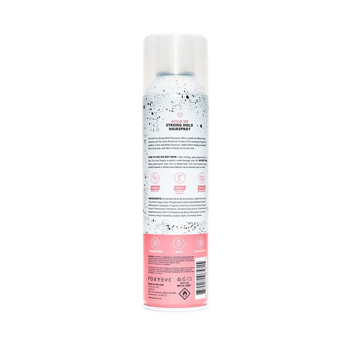 FoxyBae Hair Spray close-up highlights a light fragrance detail.