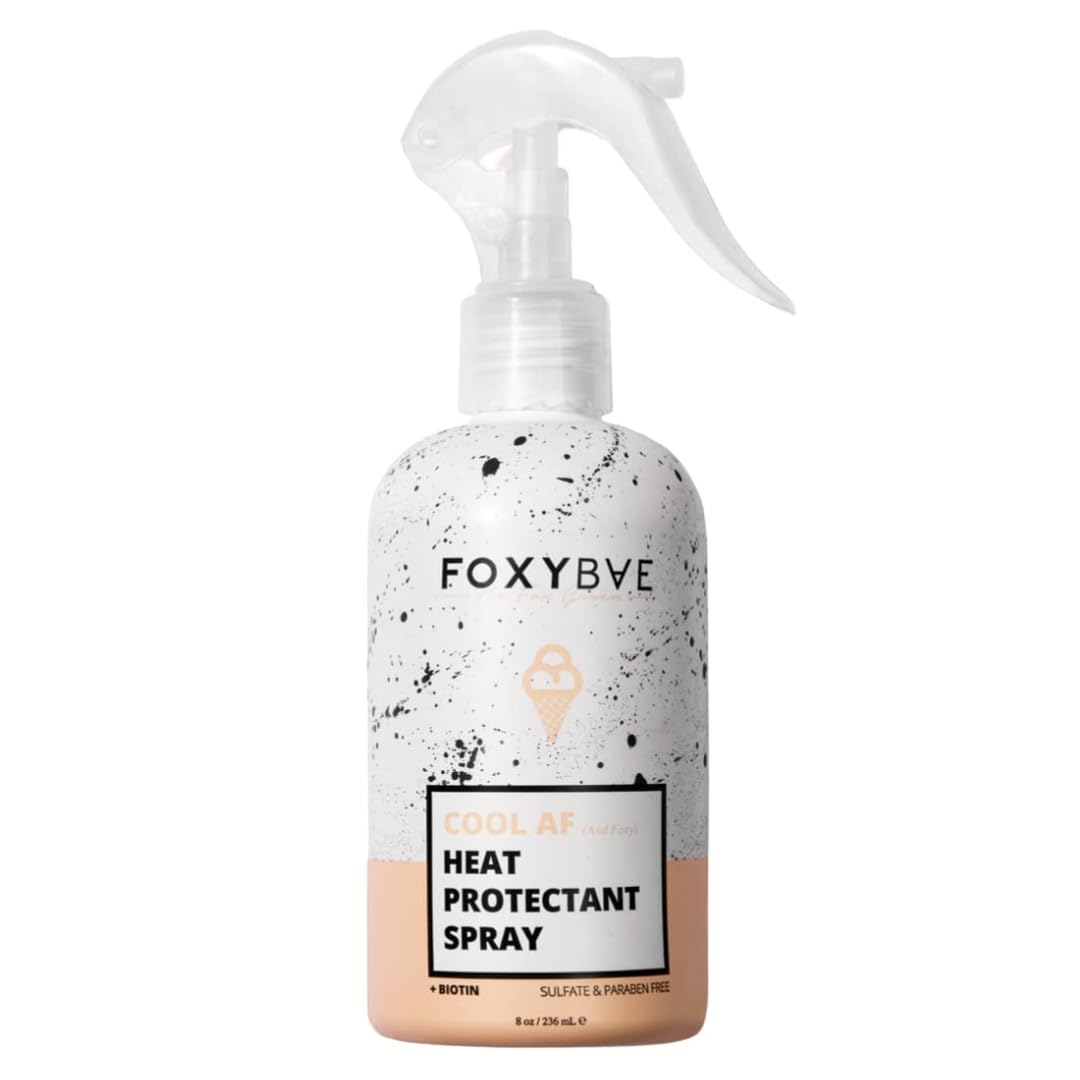 FoxyBae heat protectant spray bottle front for heat styling protection