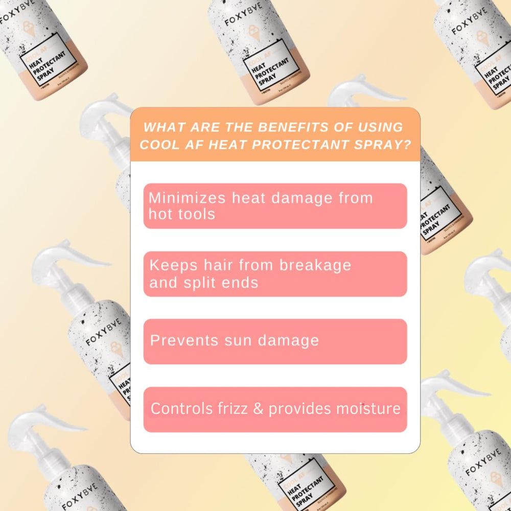 FoxyBae heat protectant spray on hair for silky, glossy texture