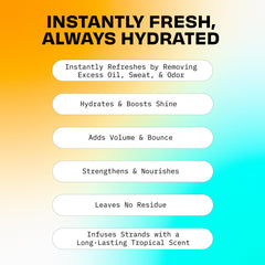 FoxyBae Hydrating Dry Shampoo Spray bottle dispensing mist enables quick refresh.