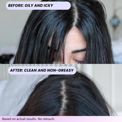 FoxyBae Turned Up roots after spray demonstrates oil absorption and lifted style.