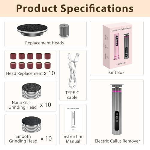 FQOIUD Electric Feet Callus Remover 9-speed display helps tailor your foot care routine.
