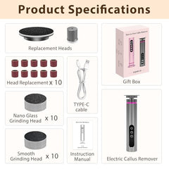 FQOIUD Electric Feet Callus Remover 9-speed display helps tailor your foot care routine.