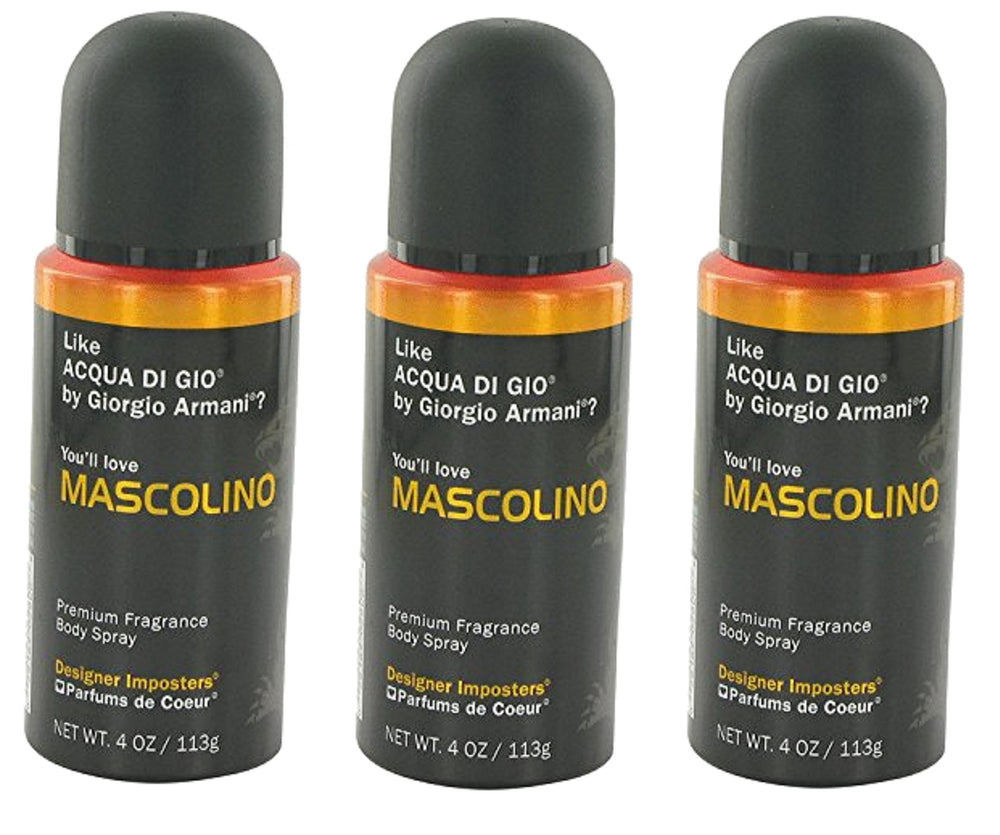 FQQF Parfums De Coeur 2608 Mascolino body spray 3-pack for everyday fragrance