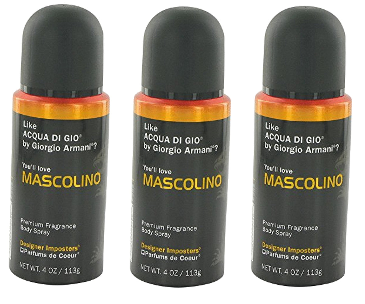 FQQF Parfums De Coeur 2608 Mascolino body spray 3-pack for everyday fragrance