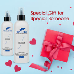 FRAGFRE hair detangler label closeup featuring fragrance-free, vegan-friendly formula.
