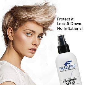 FRAGFRE hair finishing spray mist demonstrates even distribution.