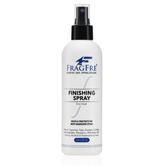 FRAGFRE hair finishing spray bottle front highlights firm hold and gloss.