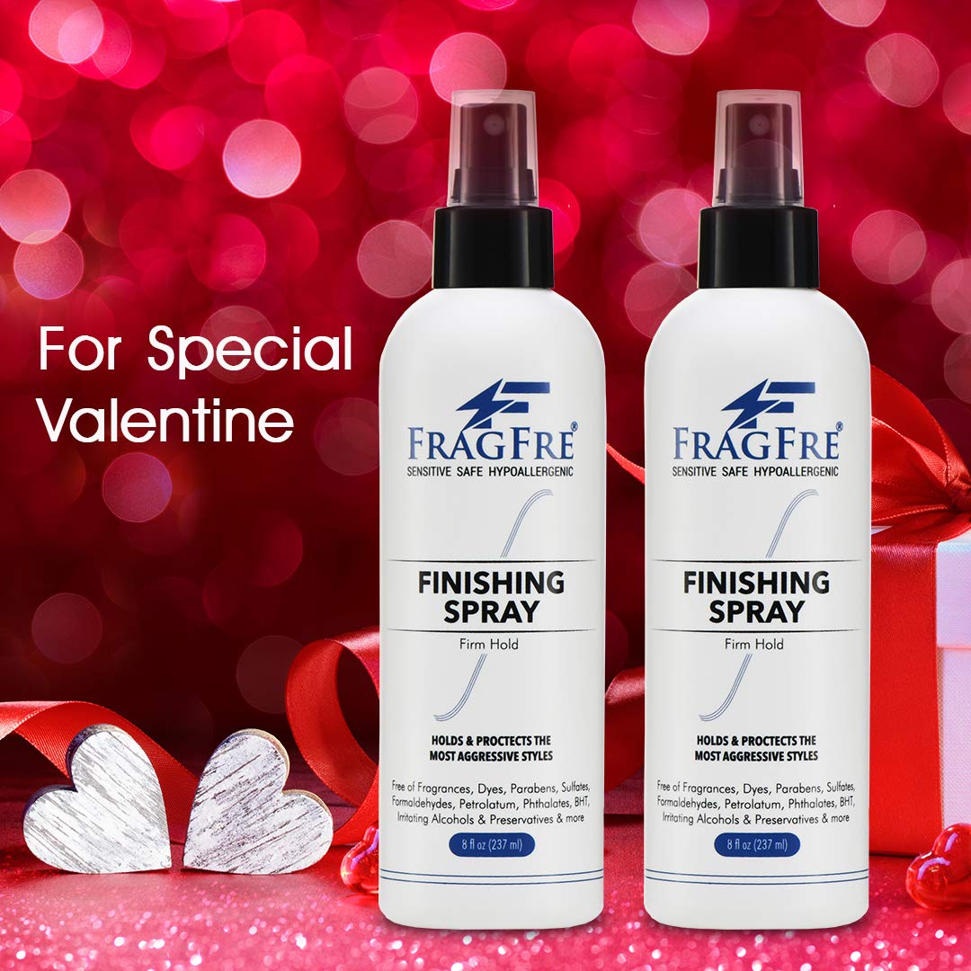 FRAGFRE hair finishing spray cap close-up showcases fragrance-free formula.