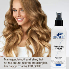 FRAGFRE spray close-up shows shine and bounce from a flexible hold finish