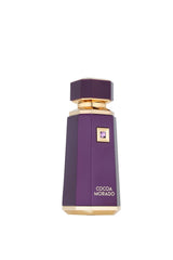 Fragrance World Cocoa Morado splash captures warm spices for confident evening wear.
