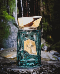 Fragrance World French Avenue Aether opening-notes image evokes a bright citrus-green apple start