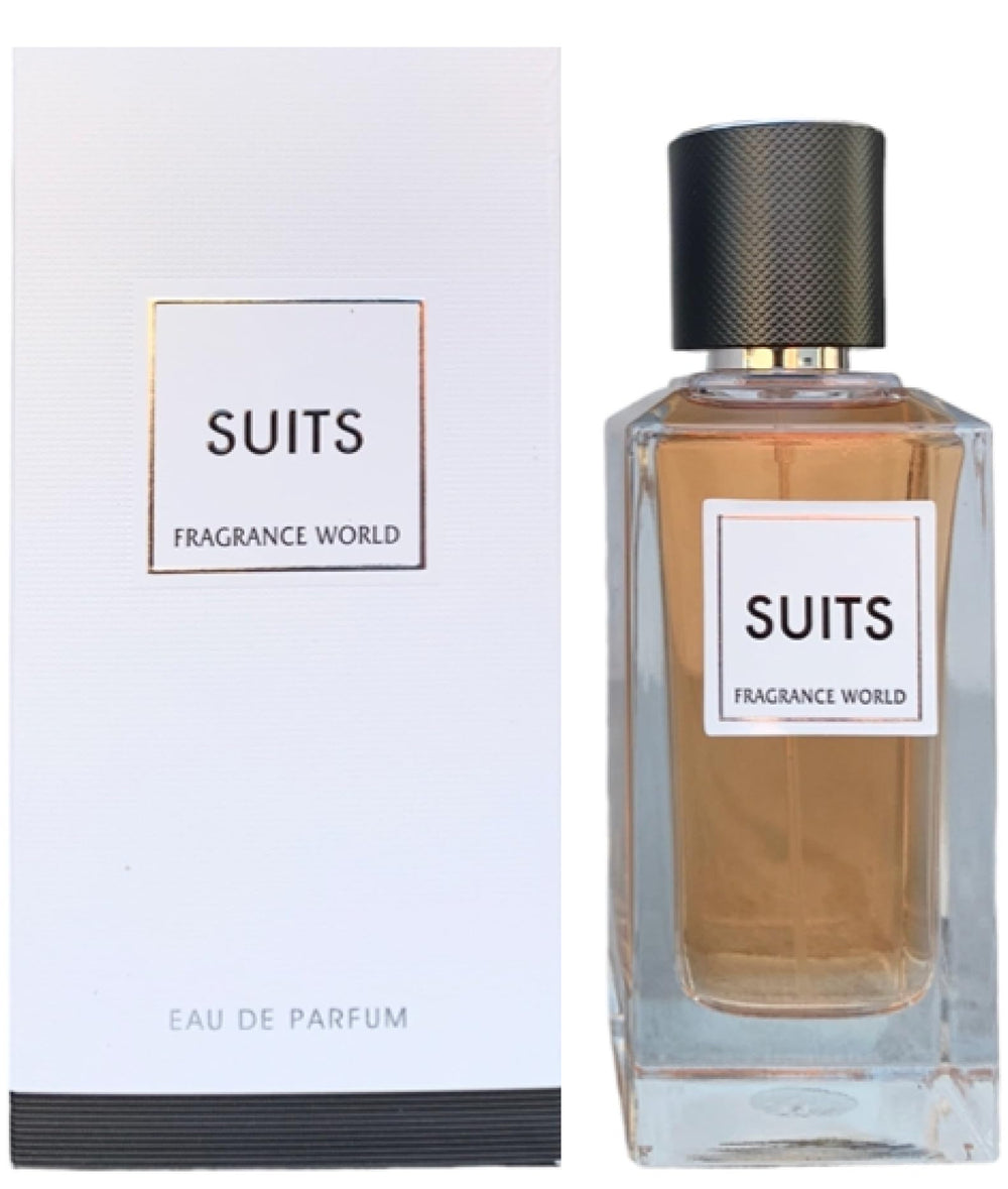 Fragrance World Suits unisex EDP bottle front view promotes versatile daily wear