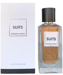 Fragrance World Suits unisex EDP bottle front view promotes versatile daily wear